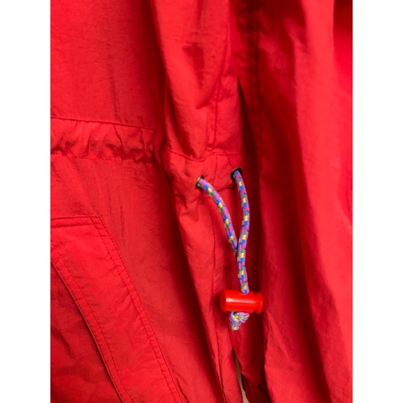 Vintage Eddie‎ Bauer Men's Medium 90s Colorblock Anorak Jacket Red Teal Outdoor - Picture 8 of 8